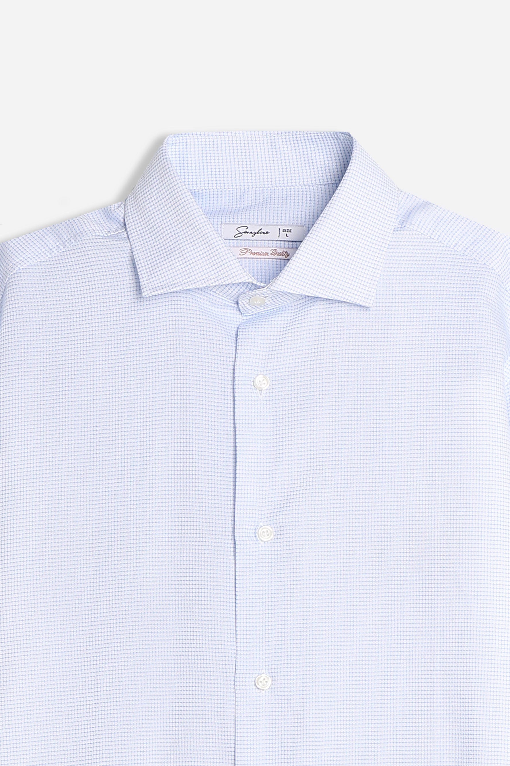 CAMICIA FIL A FIL COLLO FRANCESCE CELESTE