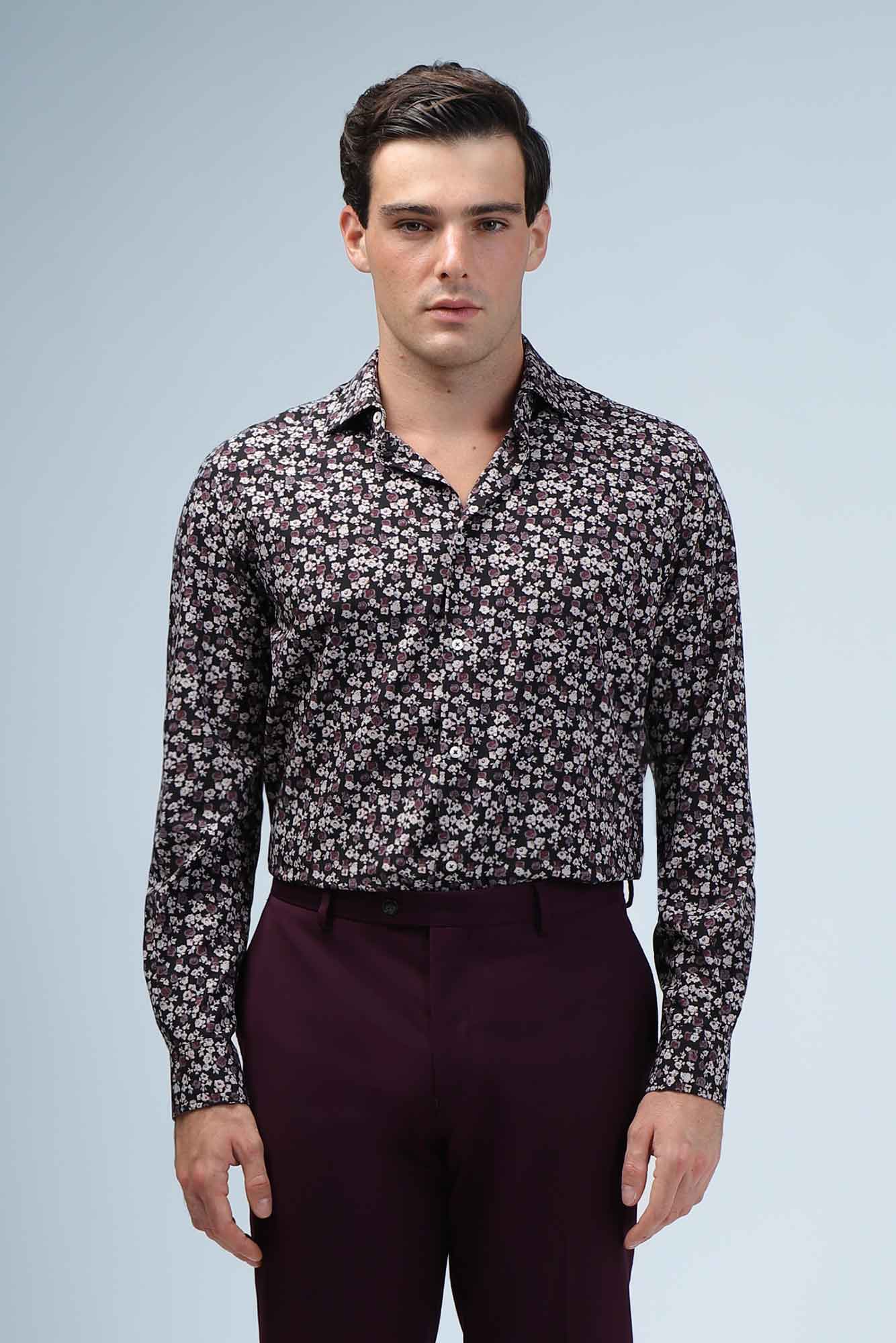 CAMICIA STRETCH A FANTASIA F NERO