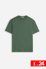 T-SHIRT GIROCOLLO BASIC CON DETTAGLIO VERDE MILITARE