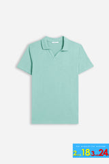POLO SLUB CON COLLO DERBY VERDE ACQUA
