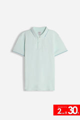 POLO IN PIQUET STRETCH VERDE ACQUA