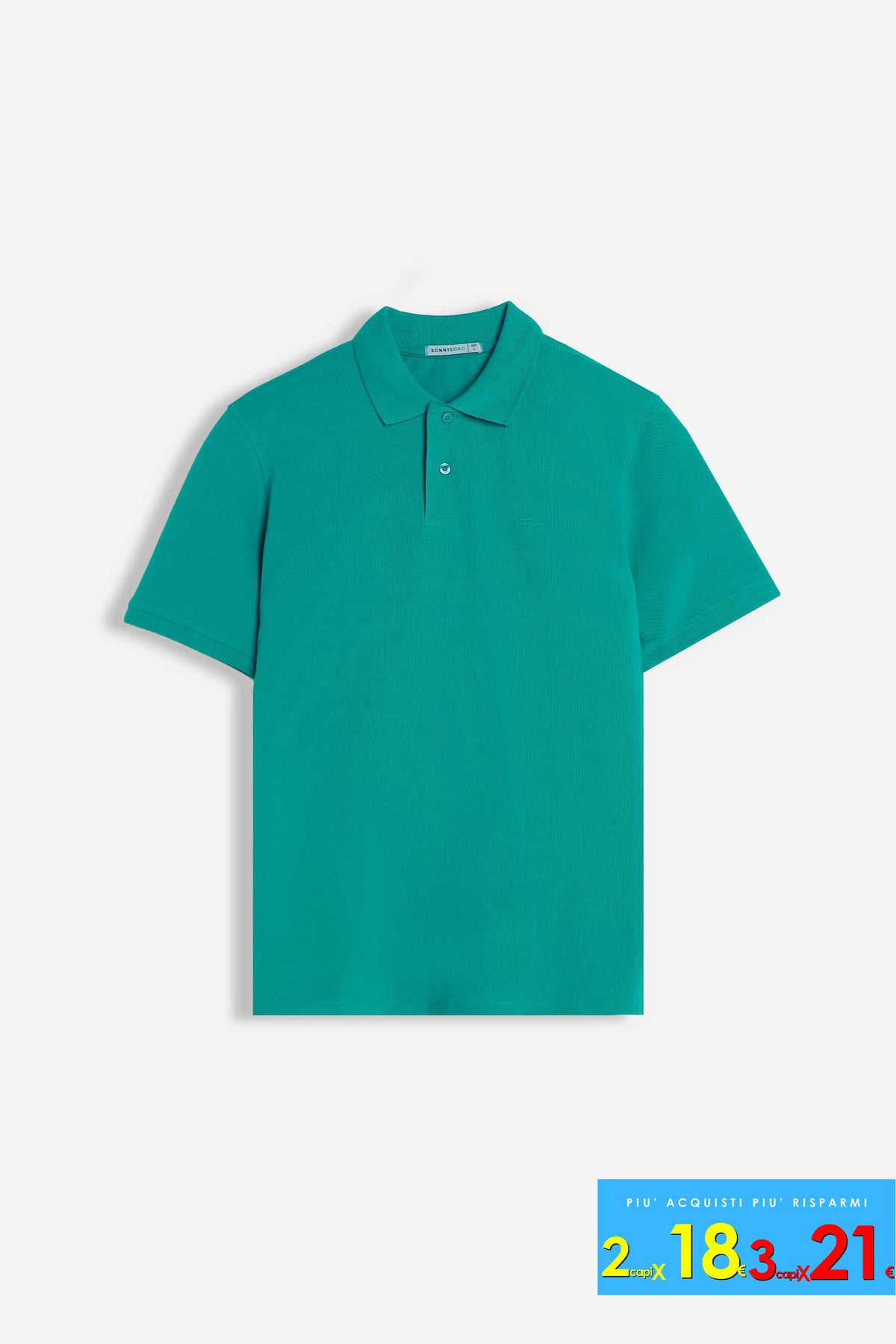 POLO PIQUET BASIC TINTA UNITA E LOGO VERDE SMERALDO