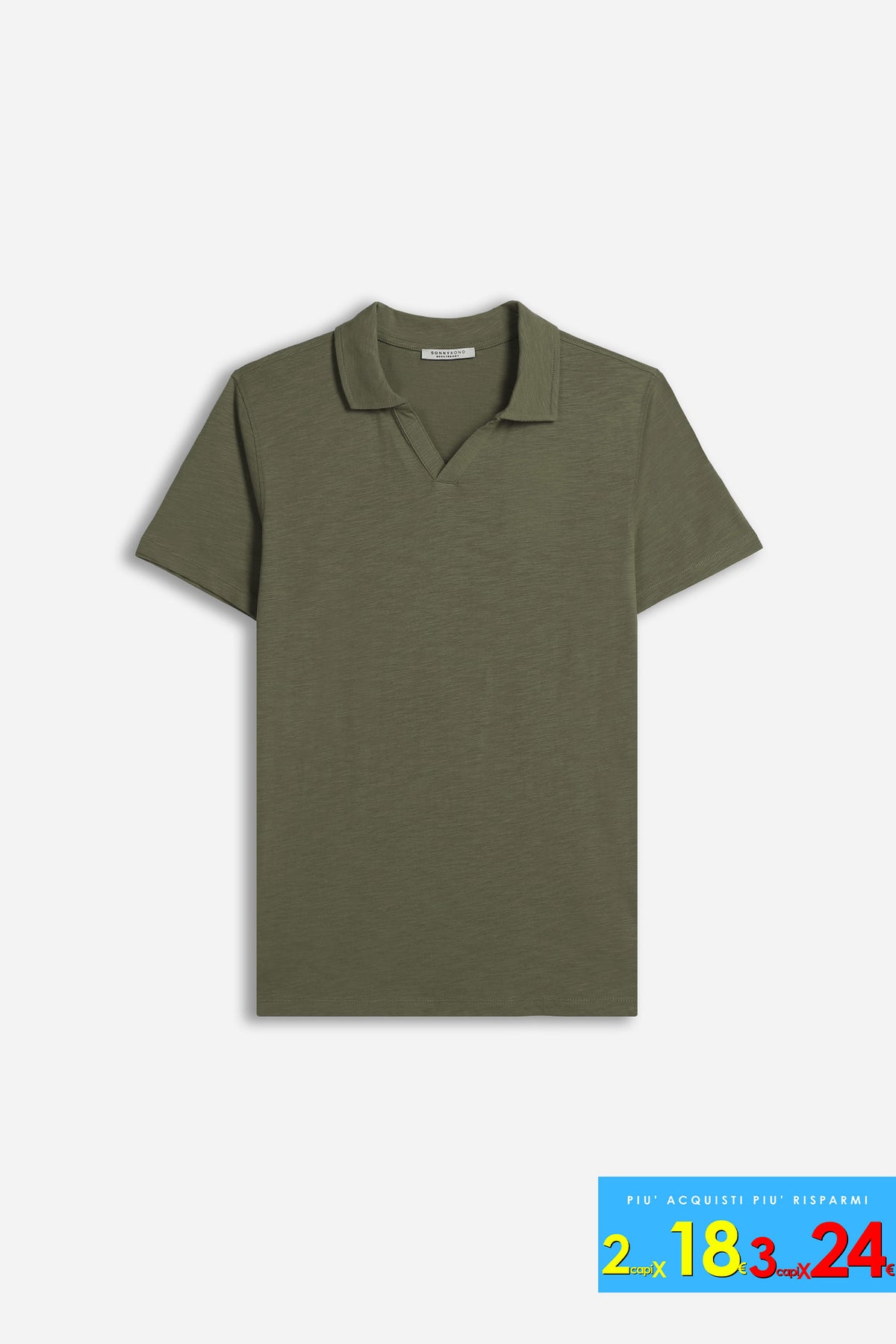 POLO SLUB CON COLLO DERBY VERDE MILITARE
