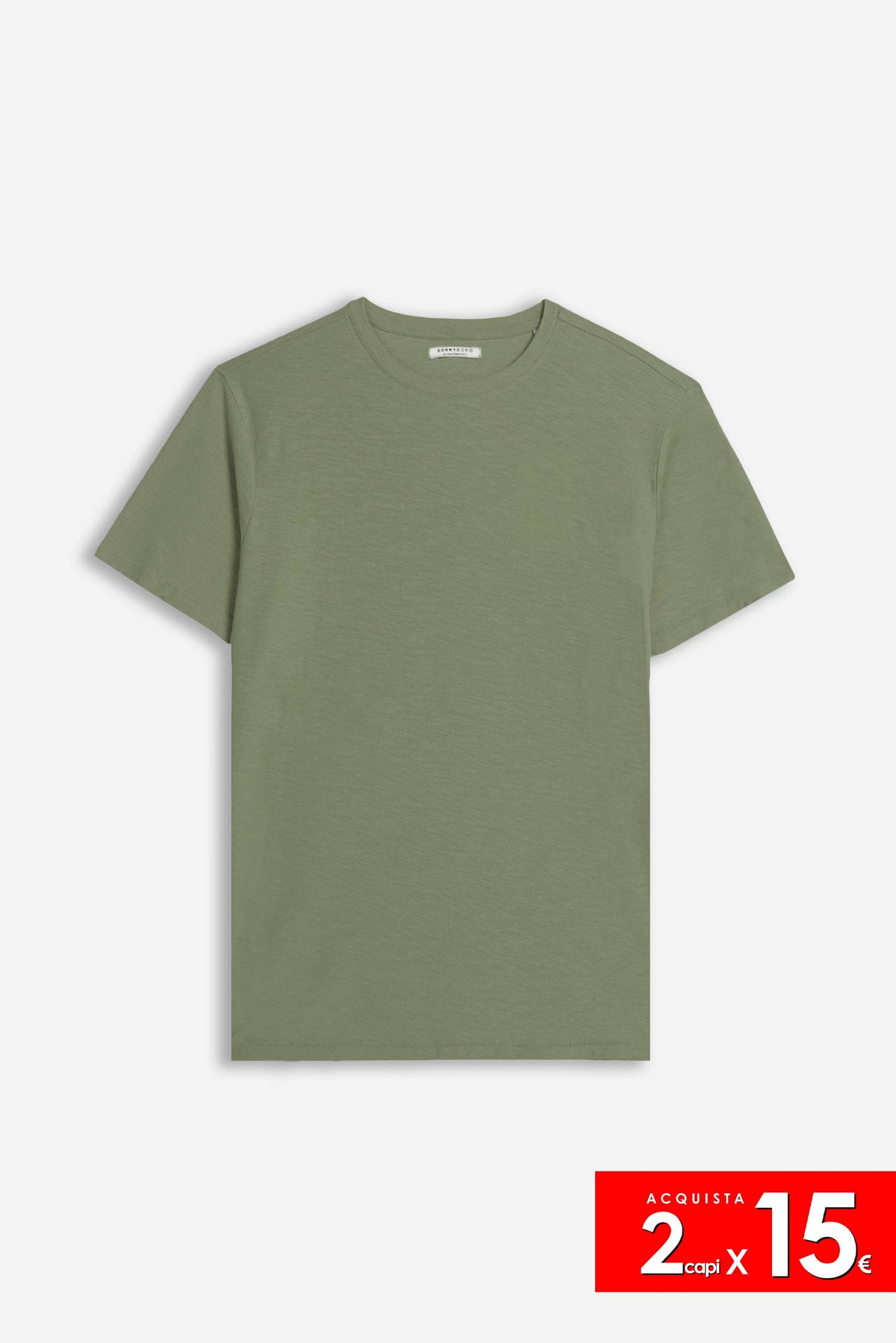 T-SHIRT GIROCOLLO SLUB VERDE MILITARE