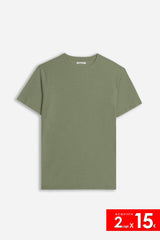 T-SHIRT GIROCOLLO SLUB VERDE MILITARE