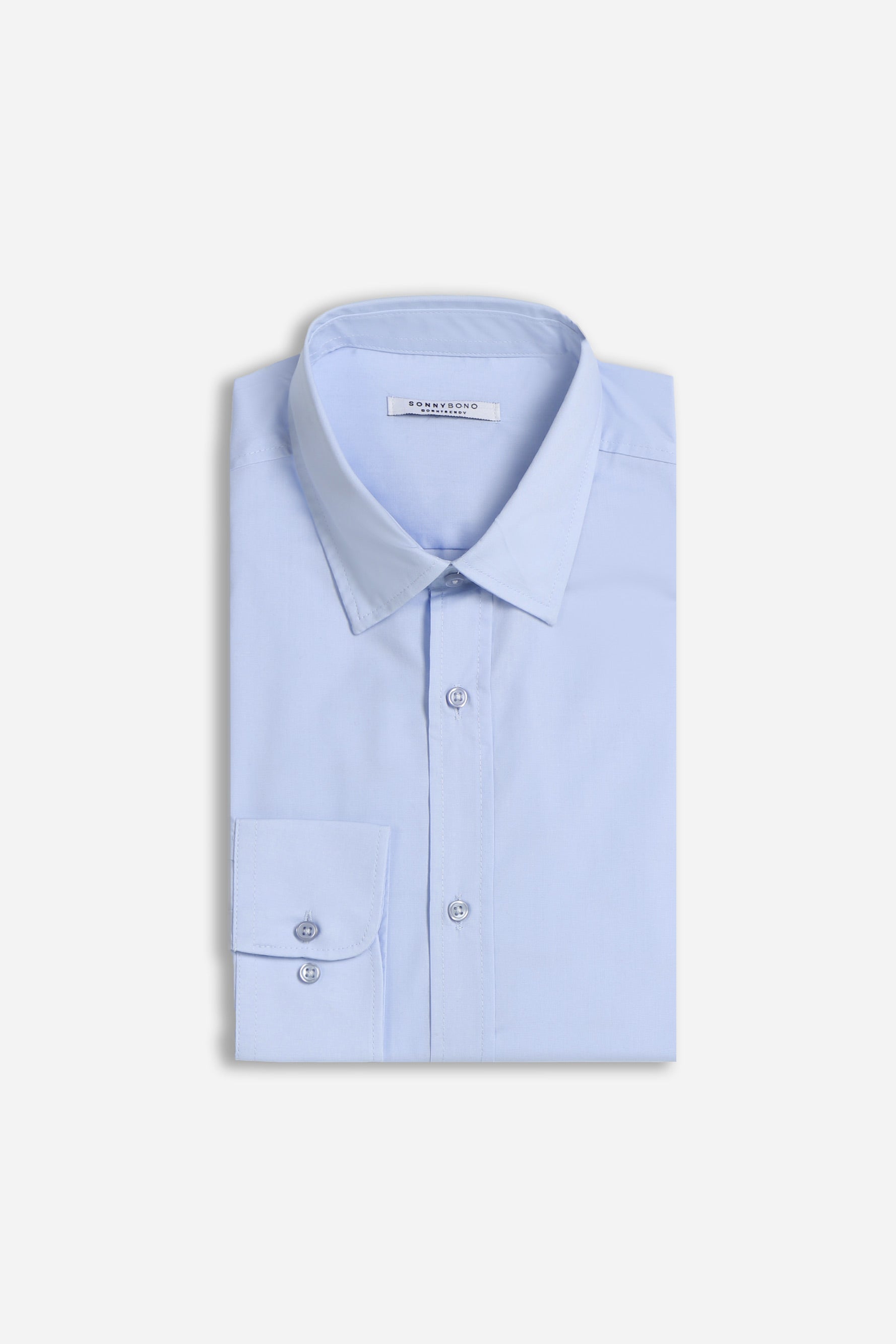 CAMICIA BASIC COLLO ITALIANO AZZURRO