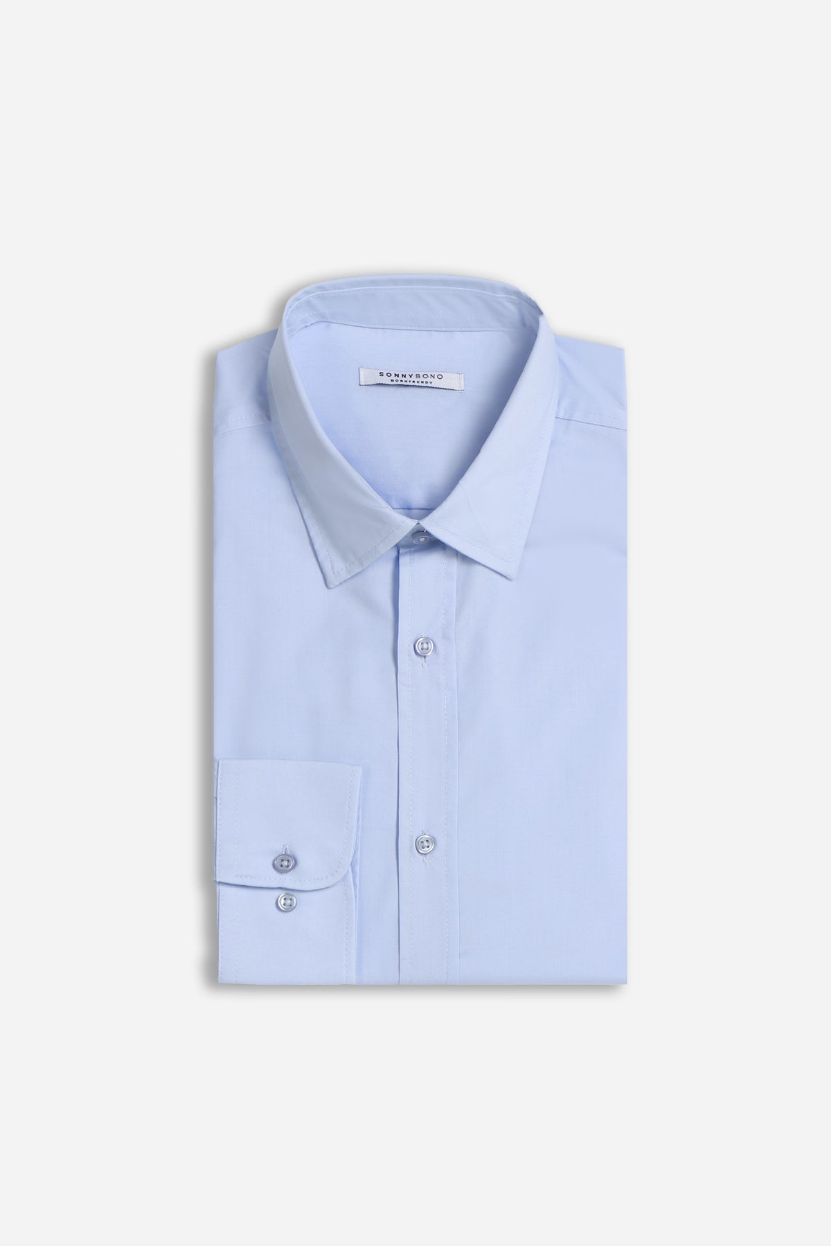 CAMICIA BASIC COLLO ITALIANO AZZURRO