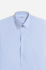 CAMICIA BASIC COLLO ITALIANO AZZURRO