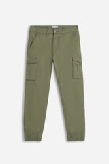 PANTALONI CARGO CON ELASTICO VERDE MILITARE