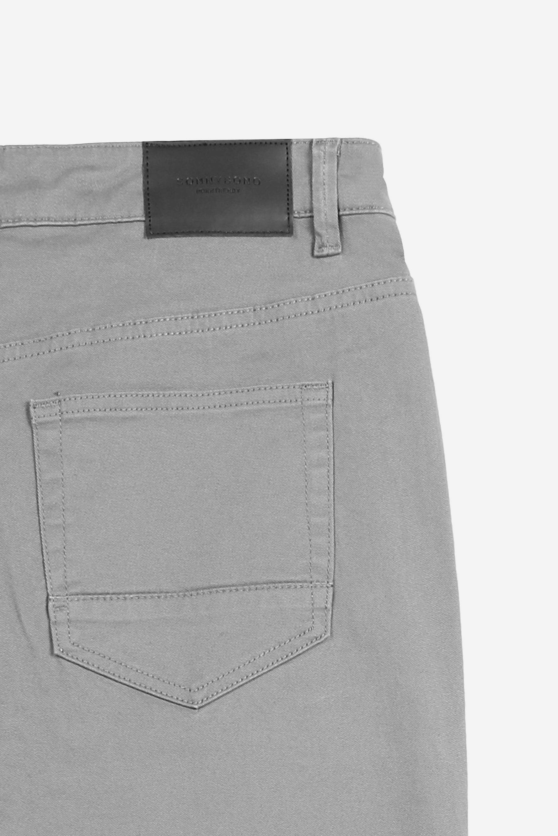 PANTALONE 5 TASCHE IN TESSUTO GABARDINA COMFORT GRIGIO MEDIO