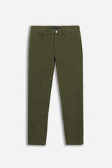 PANTALONE 5 TASCHE IN TESSUTO GABARDINA COMFORT VERDE MILITARE