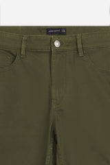 PANTALONE 5 TASCHE IN TESSUTO GABARDINA COMFORT VERDE MILITARE