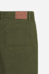 PANTALONE 5 TASCHE IN TESSUTO GABARDINA COMFORT VERDE MILITARE