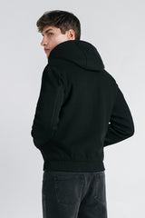 GIUBBOTTO TAGLIO FELPA CON  MANICHE IN MAGLIA NERO