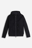 GIUBBOTTO IN PANNO FULL ZIP CON CAPPUCCIO E  MANICHE IN RIB NERO
