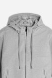 GIUBBOTTO IN PANNO FULL ZIP CON CAPPUCCIO E  MANICHE IN RIB GRIGIO