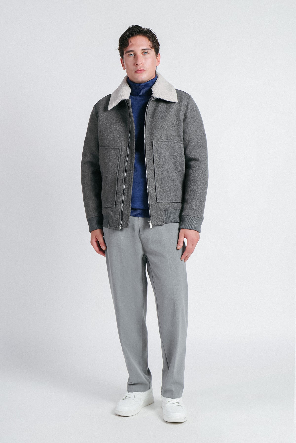 GIUBBOTTO AVIATOR CON PELLICCIA SINTETICA STACCABILE M G.SCURO