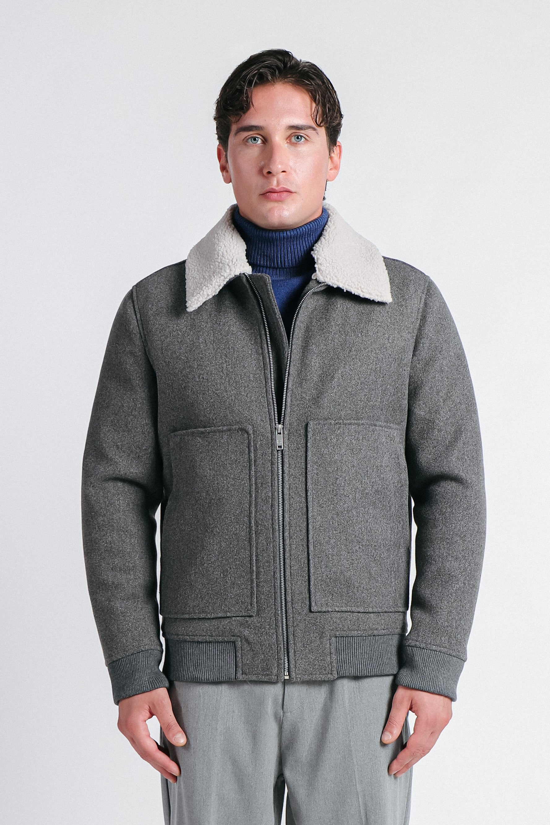GIUBBOTTO AVIATOR CON PELLICCIA SINTETICA STACCABILE M G.SCURO