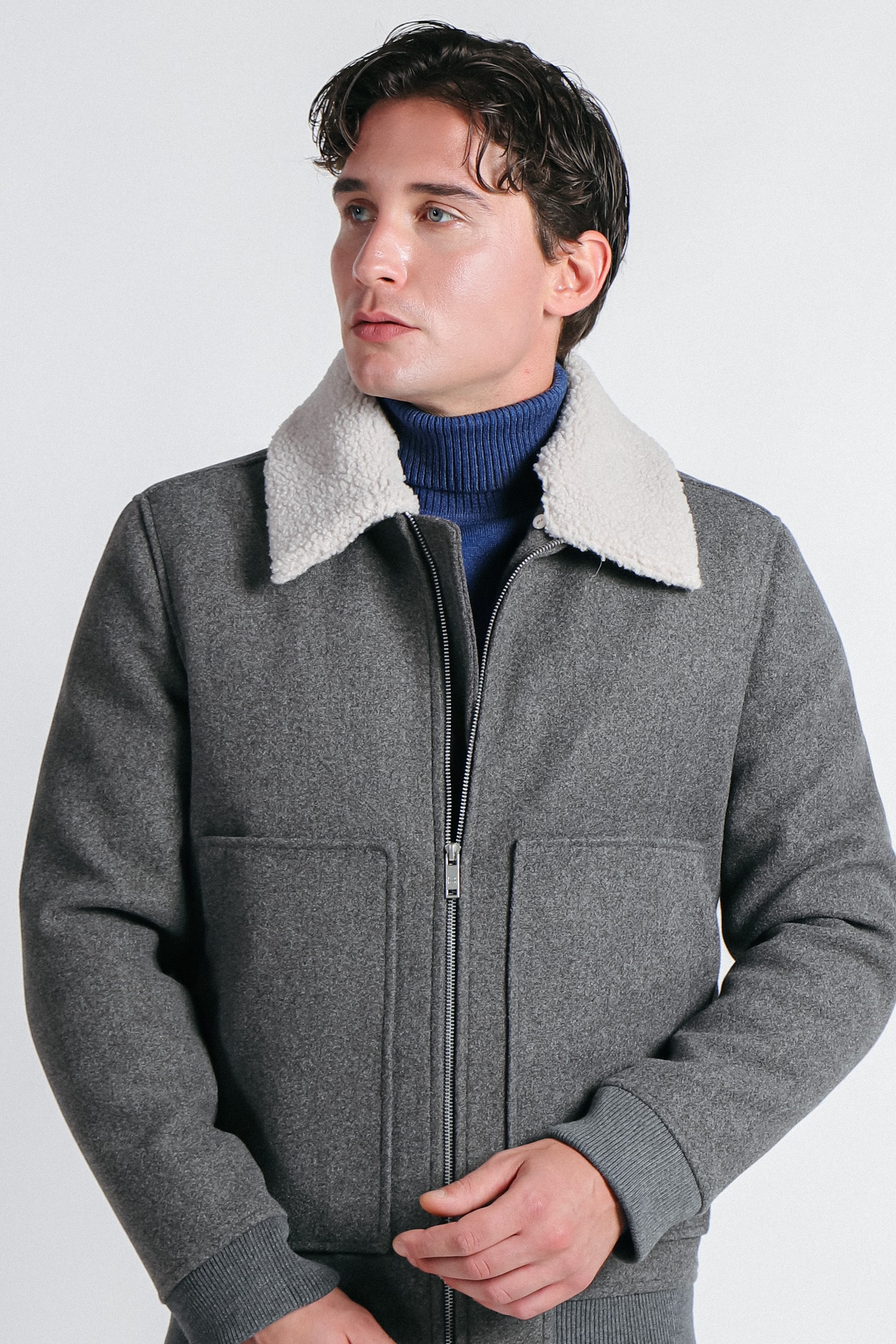 GIUBBOTTO AVIATOR CON PELLICCIA SINTETICA STACCABILE M G.SCURO