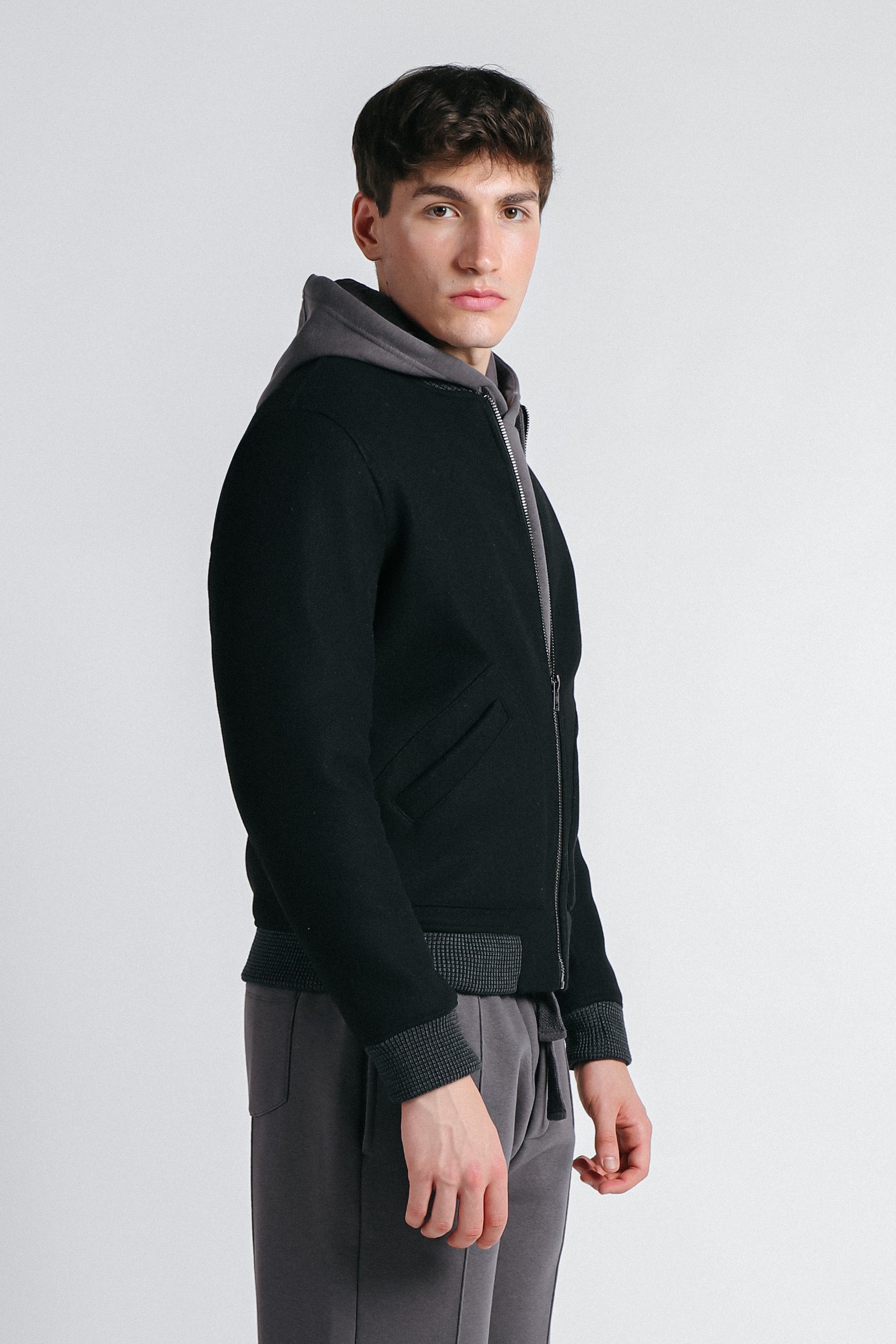 GIUBBOTTO BOMBER IN PANNO NERO