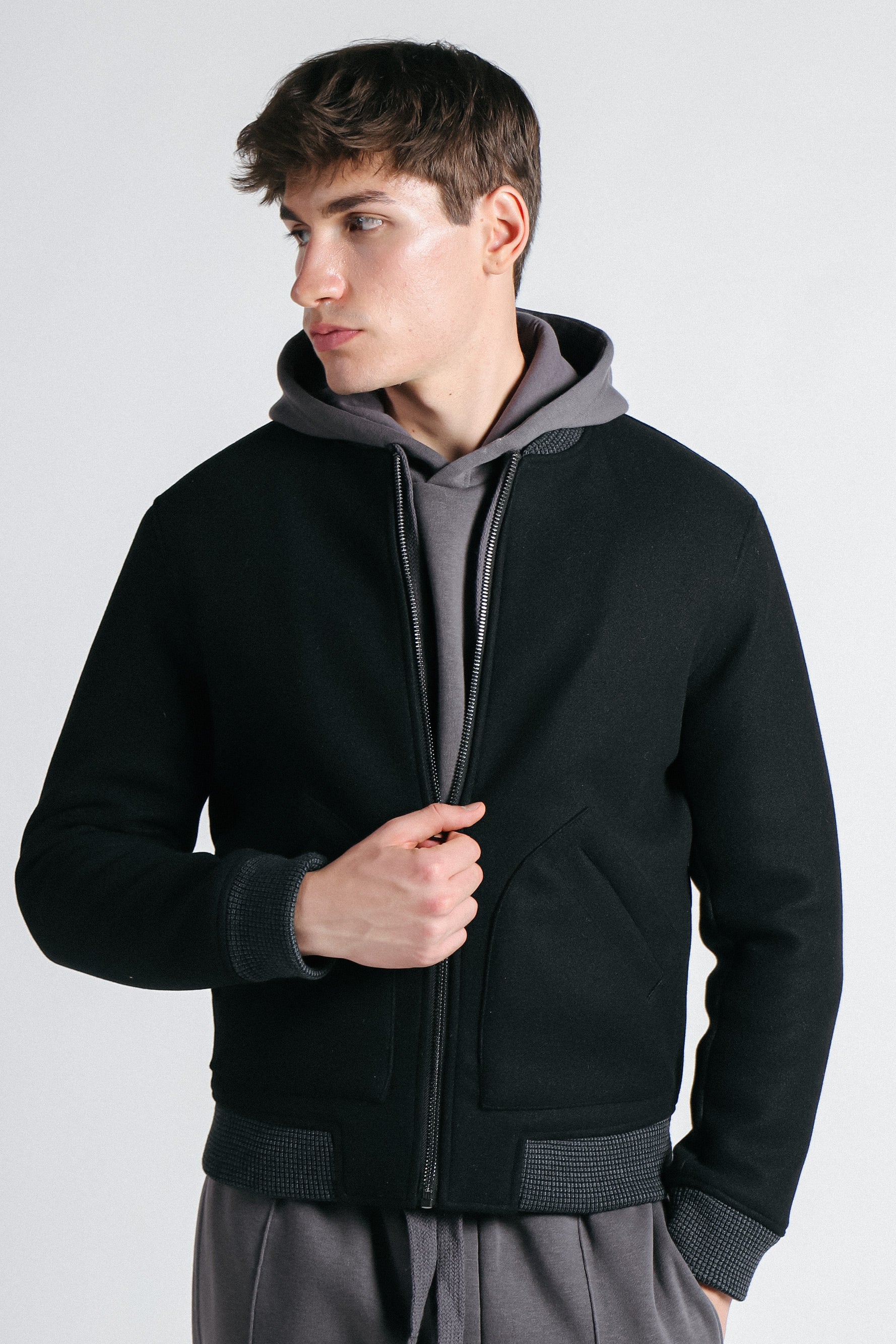 GIUBBOTTO BOMBER IN PANNO NERO