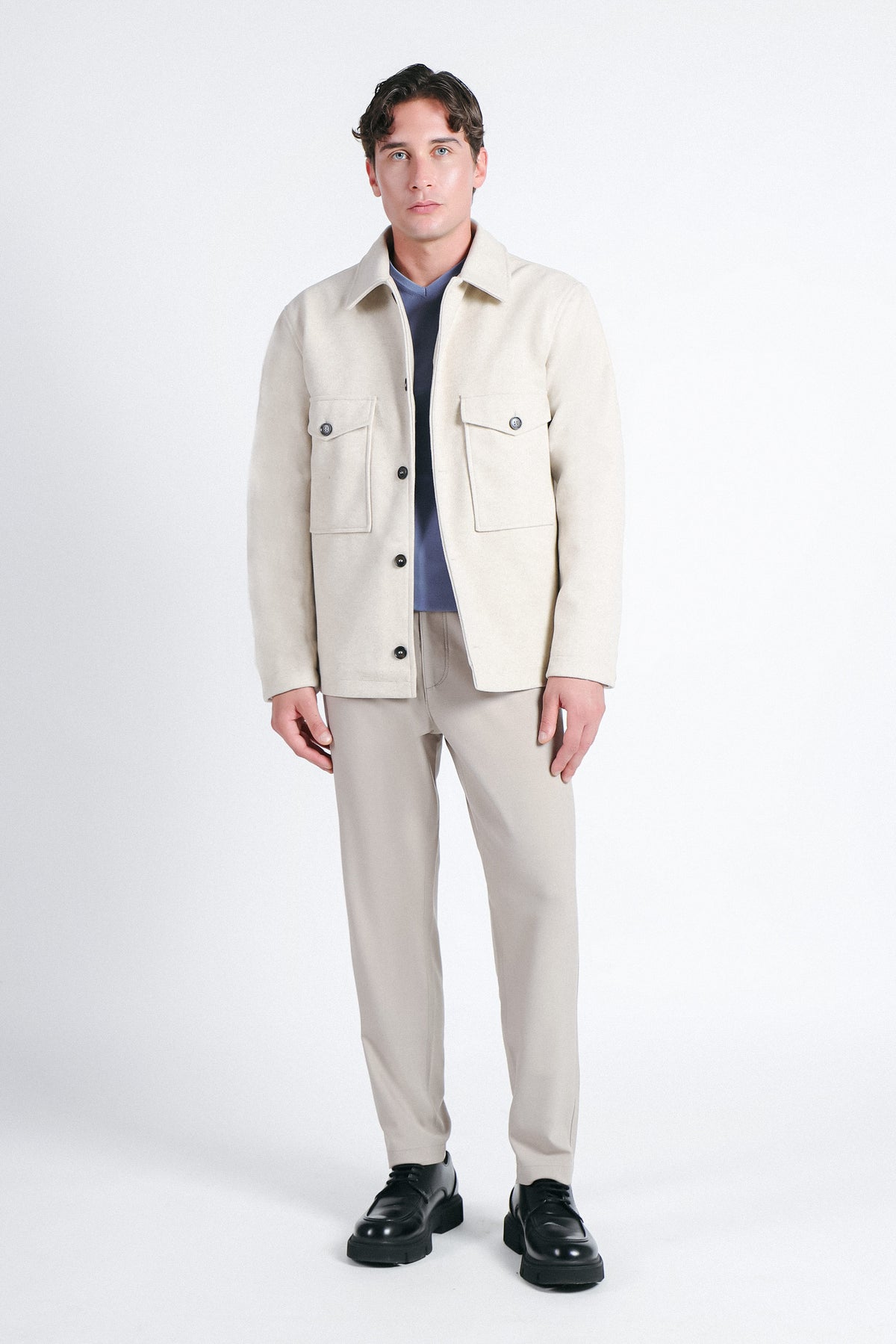 OVERSHIRT TINTA UNITA BEIGE CHIARO