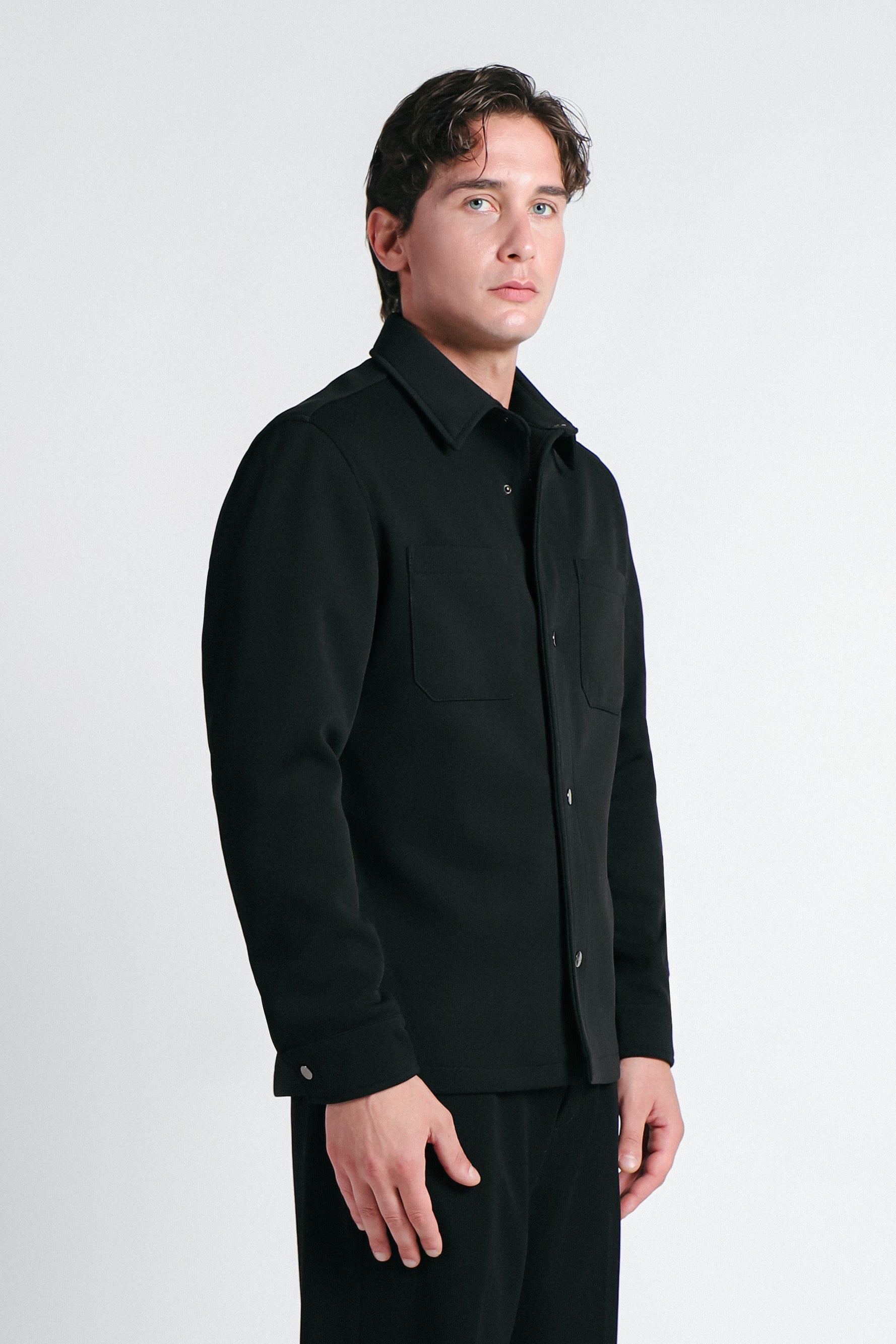 OVERSHIRT IN PIQUET NERO