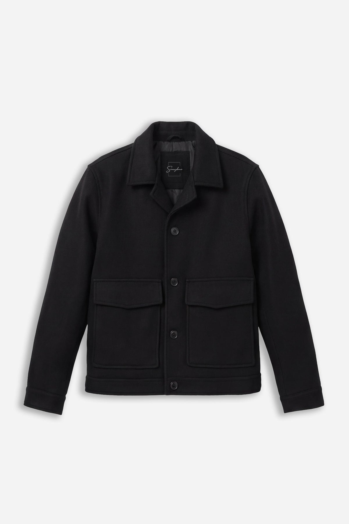 GIUBBOTTO IN PANNO COLLO CAMICIA NERO