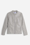 GIUBBOTTO BIKER EFFETTO PELLE GRIGIO CHIARO