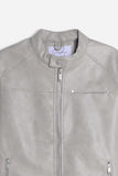 GIUBBOTTO BIKER EFFETTO PELLE GRIGIO CHIARO
