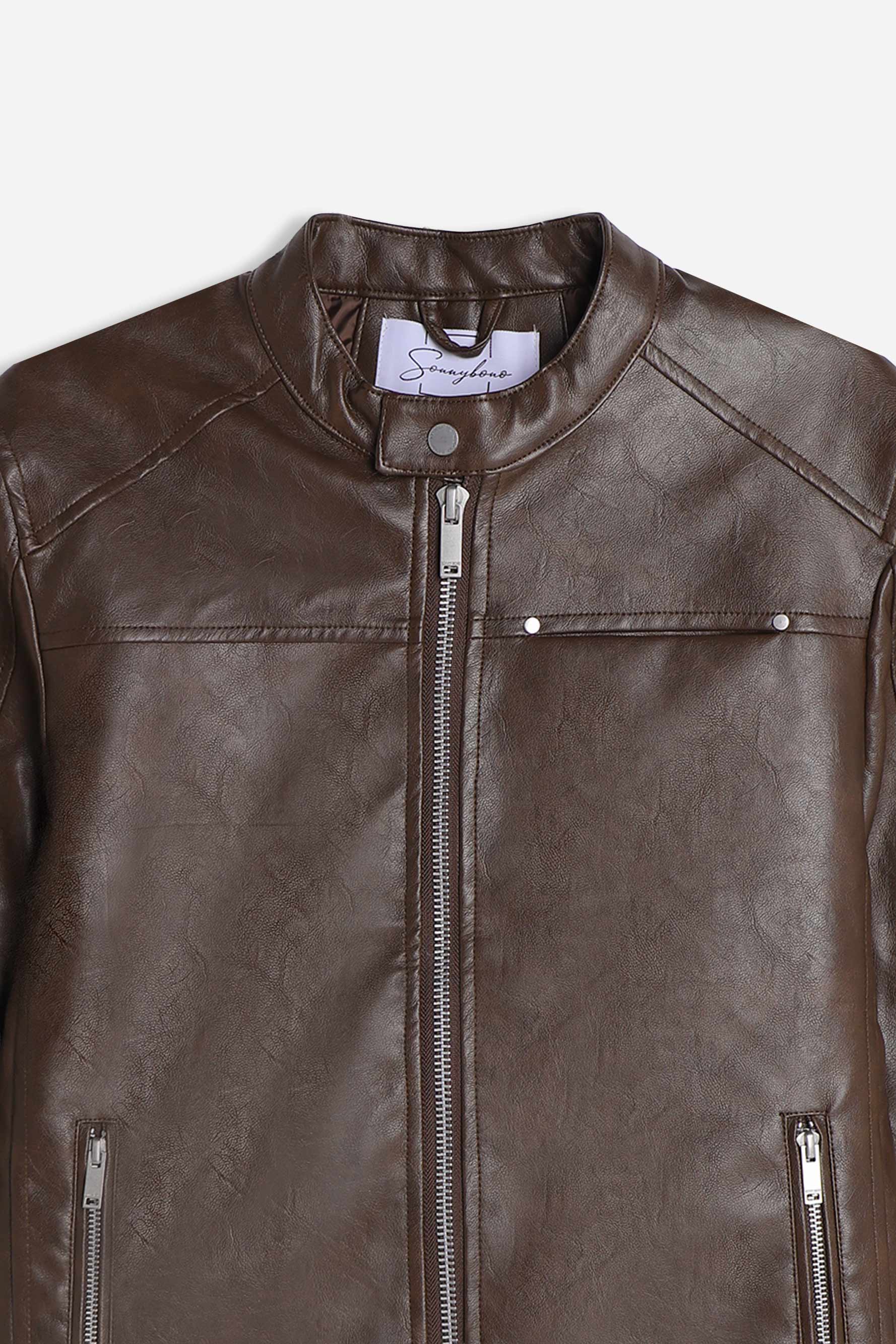 GIUBBOTTO BIKER EFFETTO PELLE MORO