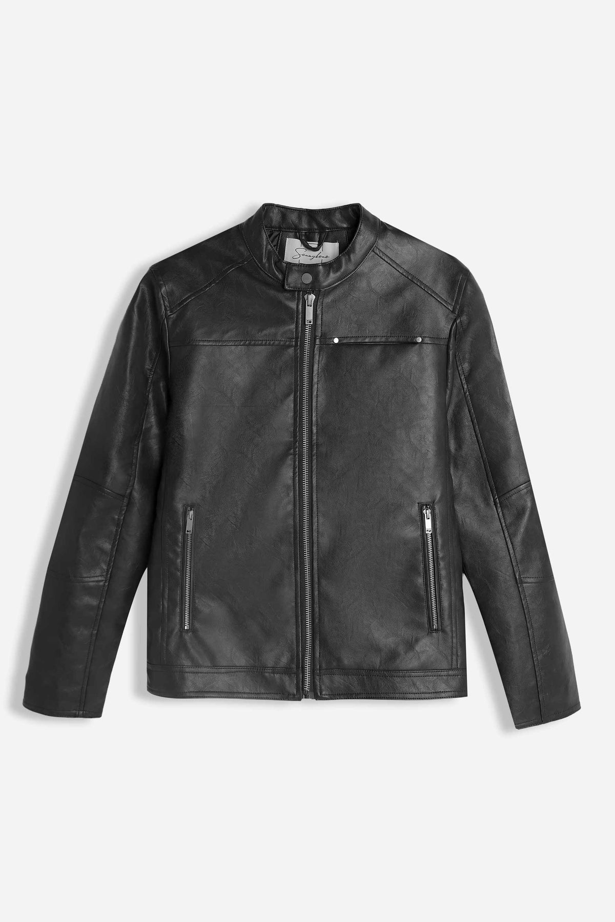 GIUBBOTTO BIKER EFFETTO PELLE NERO