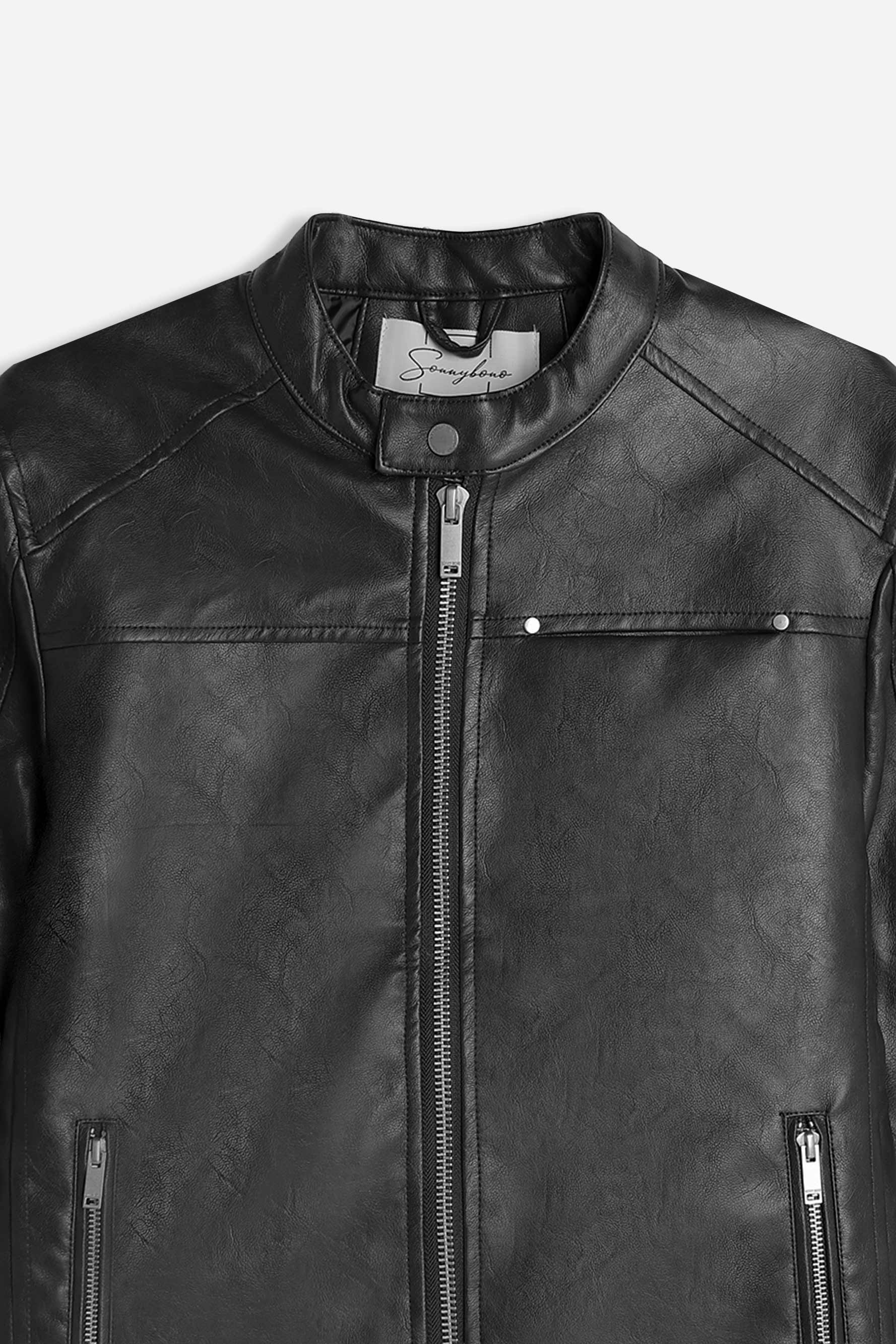 GIUBBOTTO BIKER EFFETTO PELLE NERO