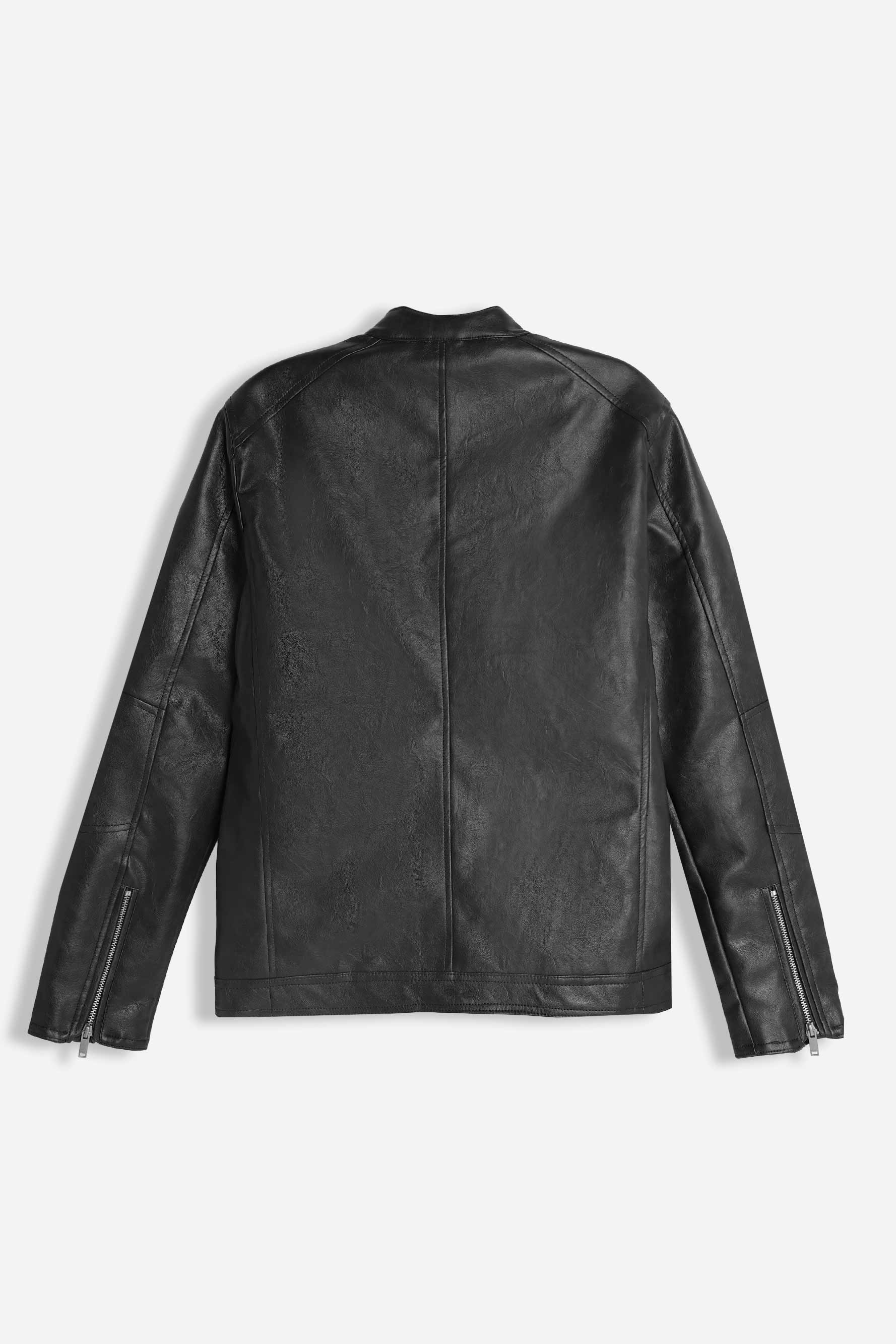 GIUBBOTTO BIKER EFFETTO PELLE NERO