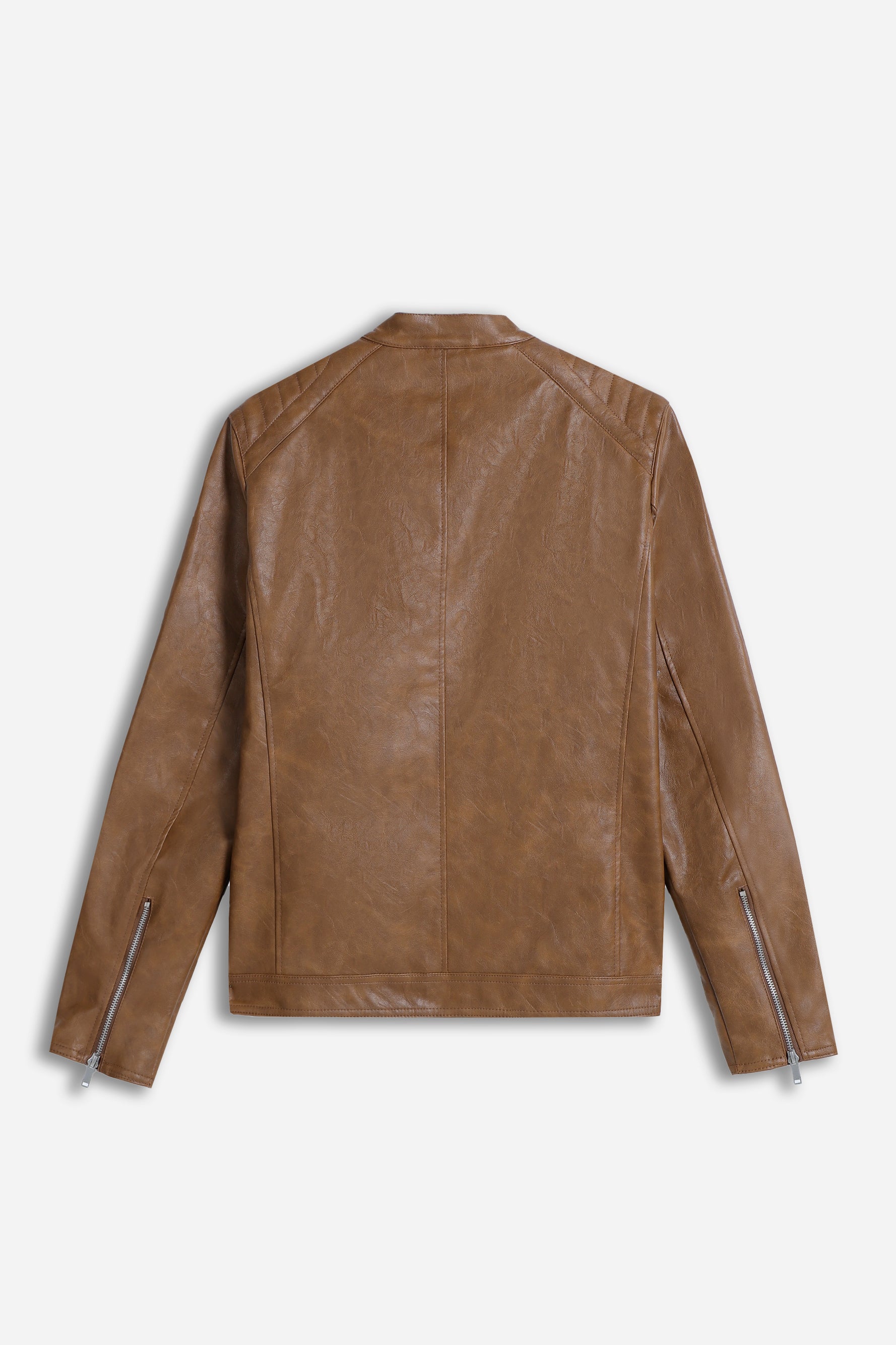 GIUBBOTTO BIKER SIMILPELLE COGNAC