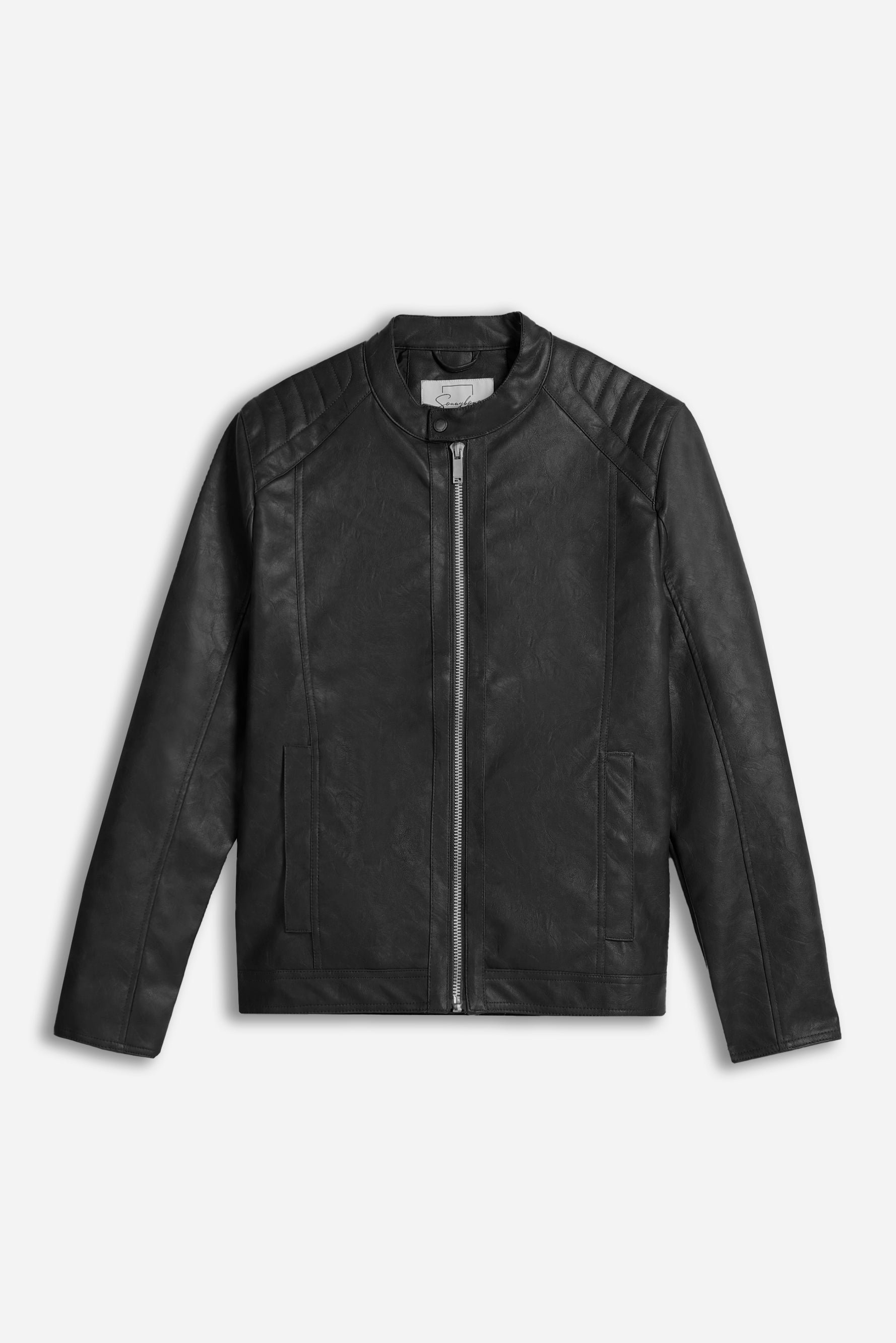 GIUBBOTTO BIKER SIMILPELLE NERO