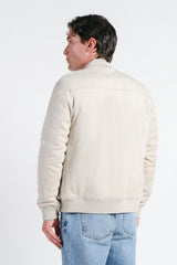 GIUBBOTTO BOMBER EFFETTO CAMOSCIO BEIGE CHIARO