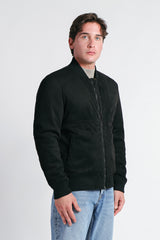 GIUBBOTTO BOMBER EFFETTO CAMOSCIO NERO