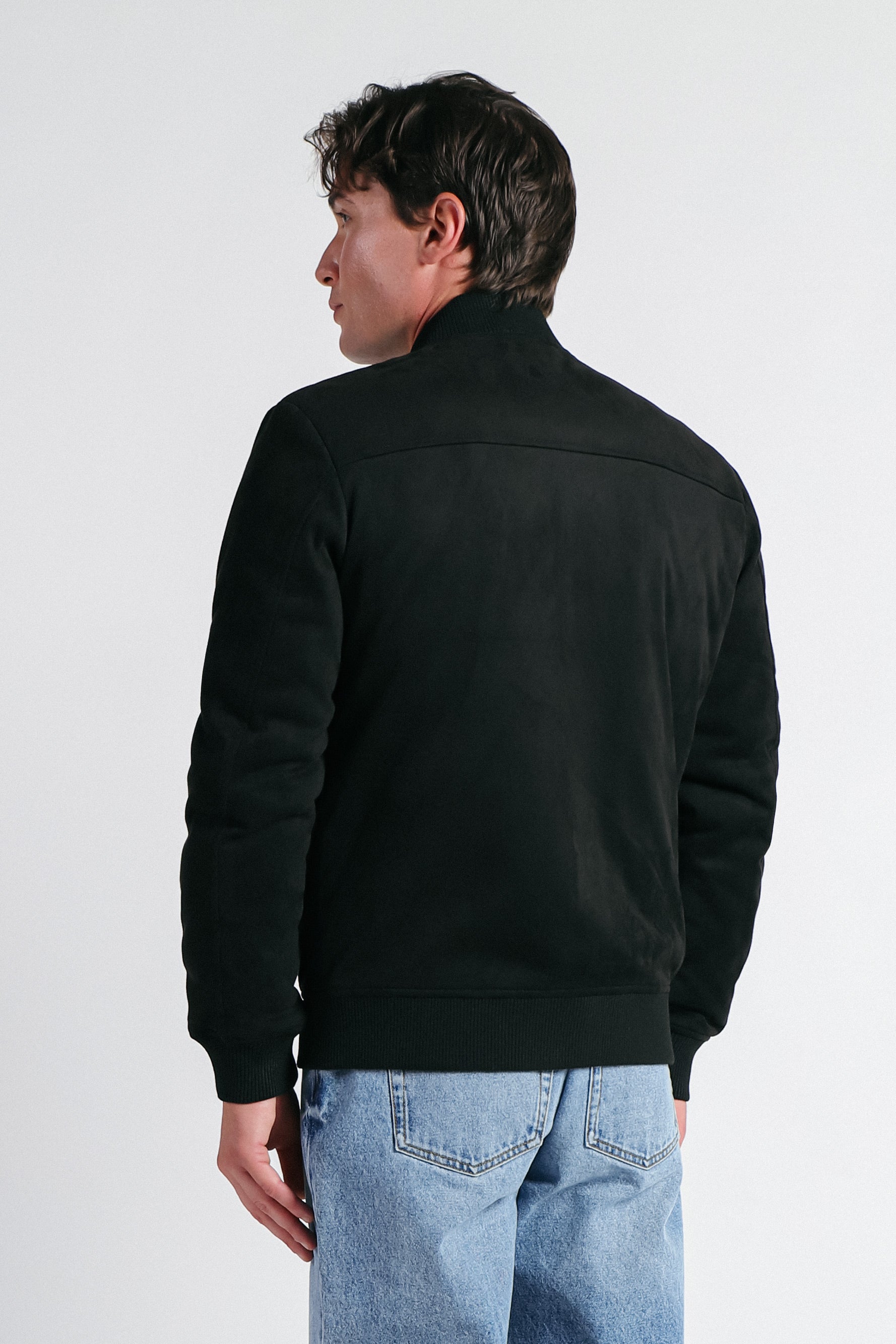GIUBBOTTO BOMBER EFFETTO CAMOSCIO NERO