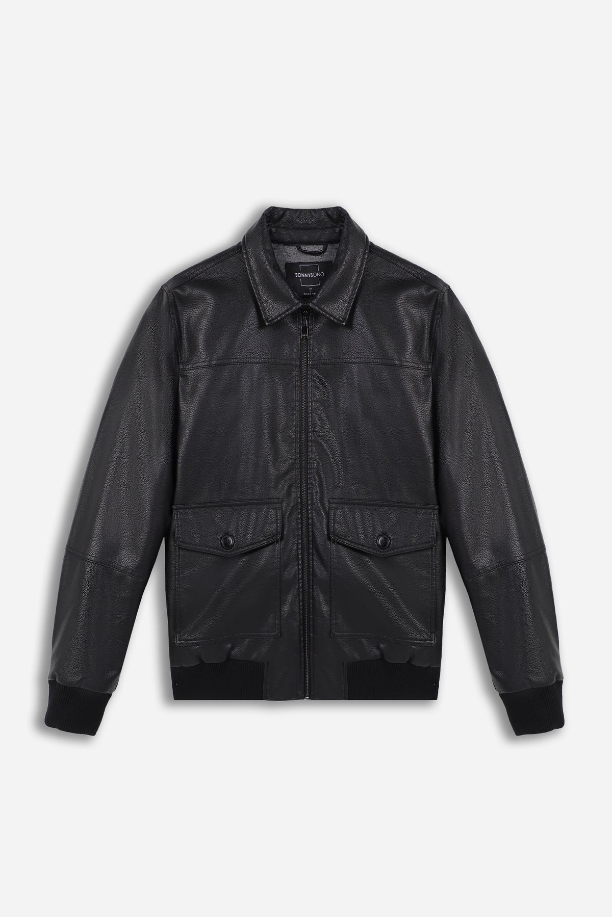 GIUBBOTTO BOMBER EFFETTO PELLE NERO