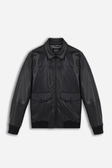 GIUBBOTTO BOMBER EFFETTO PELLE NERO