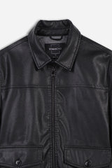 GIUBBOTTO BOMBER EFFETTO PELLE NERO