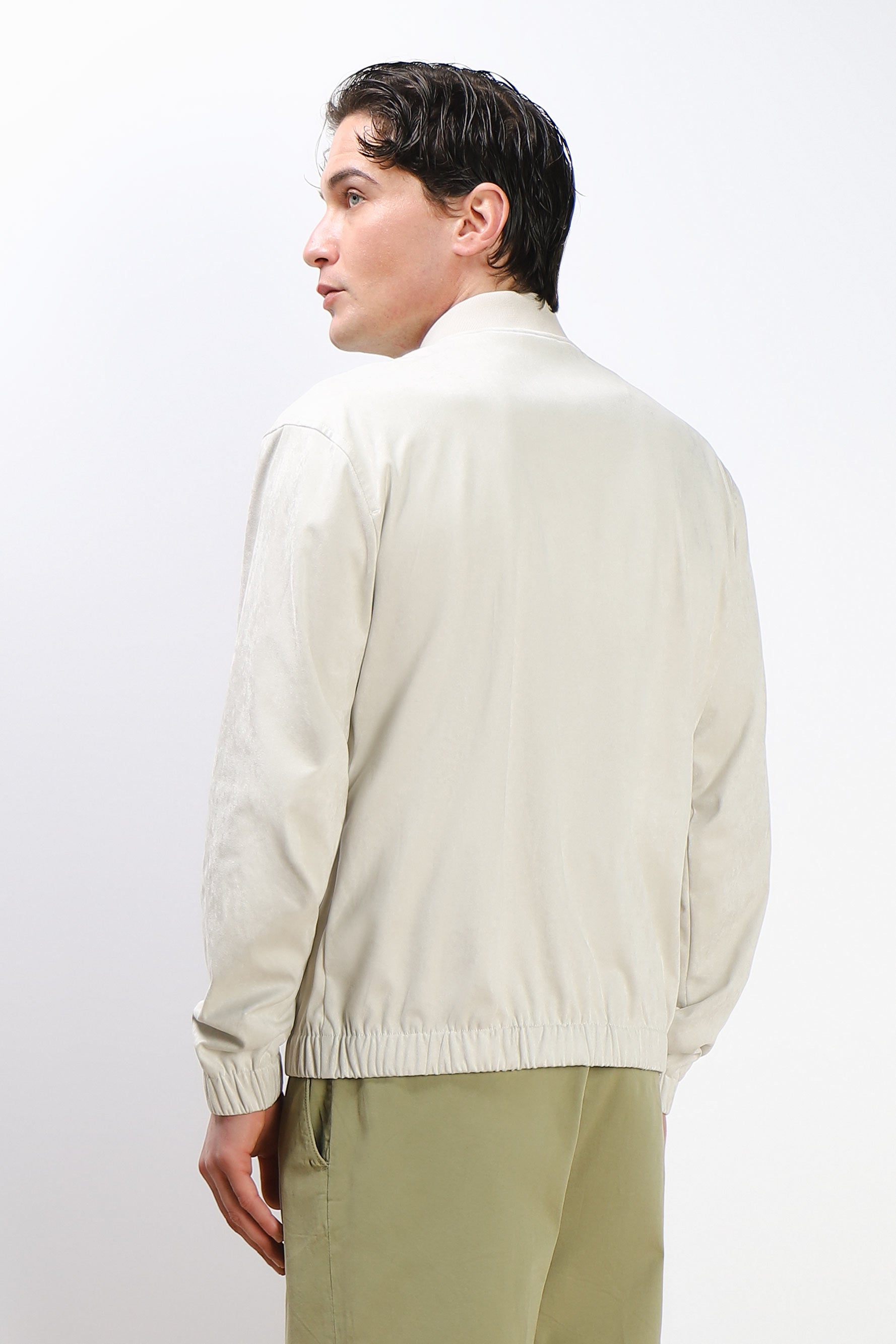 GIUBBOTTO BOMBER EFFETTO CAMOSCIO GRIGIO GHIACCIO