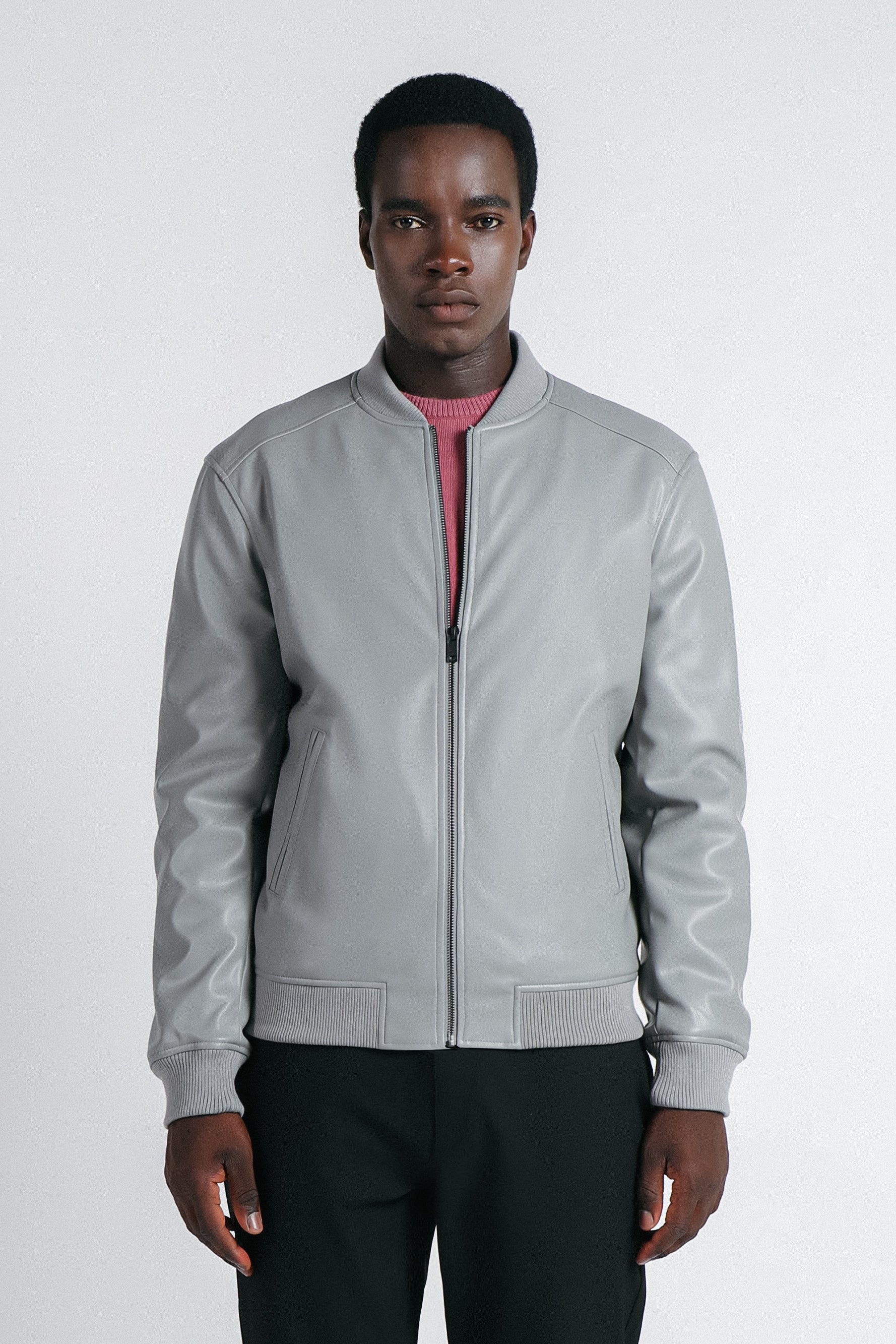 GIUBBOTTO BOMBER EFFETTO NAPPA GRIGIO