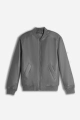 GIUBBOTTO BOMBER EFFETTO PELLE GRIGIO