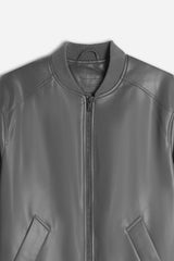 GIUBBOTTO BOMBER EFFETTO PELLE GRIGIO