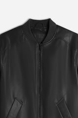GIUBBOTTO BOMBER EFFETTO PELLE NERO