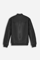 GIUBBOTTO BOMBER EFFETTO PELLE NERO