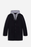 CAPPOTTO BARONETTO CON CAPPUCCIO IN FELPA BLEU - Sonnybono