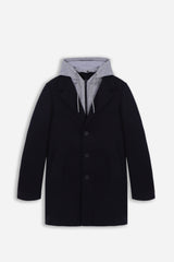 CAPPOTTO BARONETTO CON CAPPUCCIO IN FELPA BLEU - Sonnybono